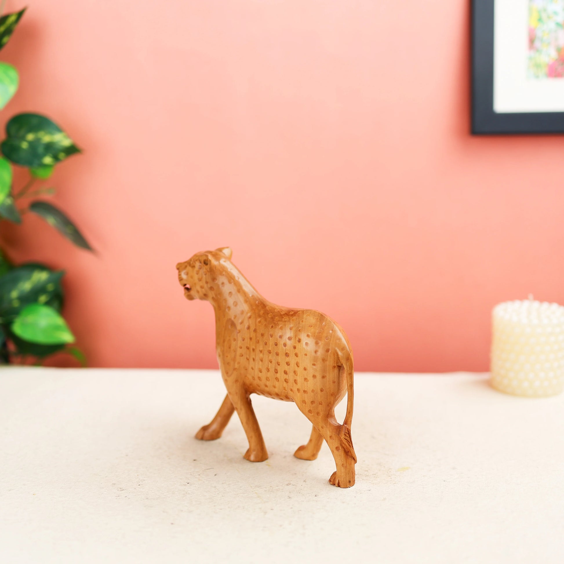 Wooden Leopard Statue