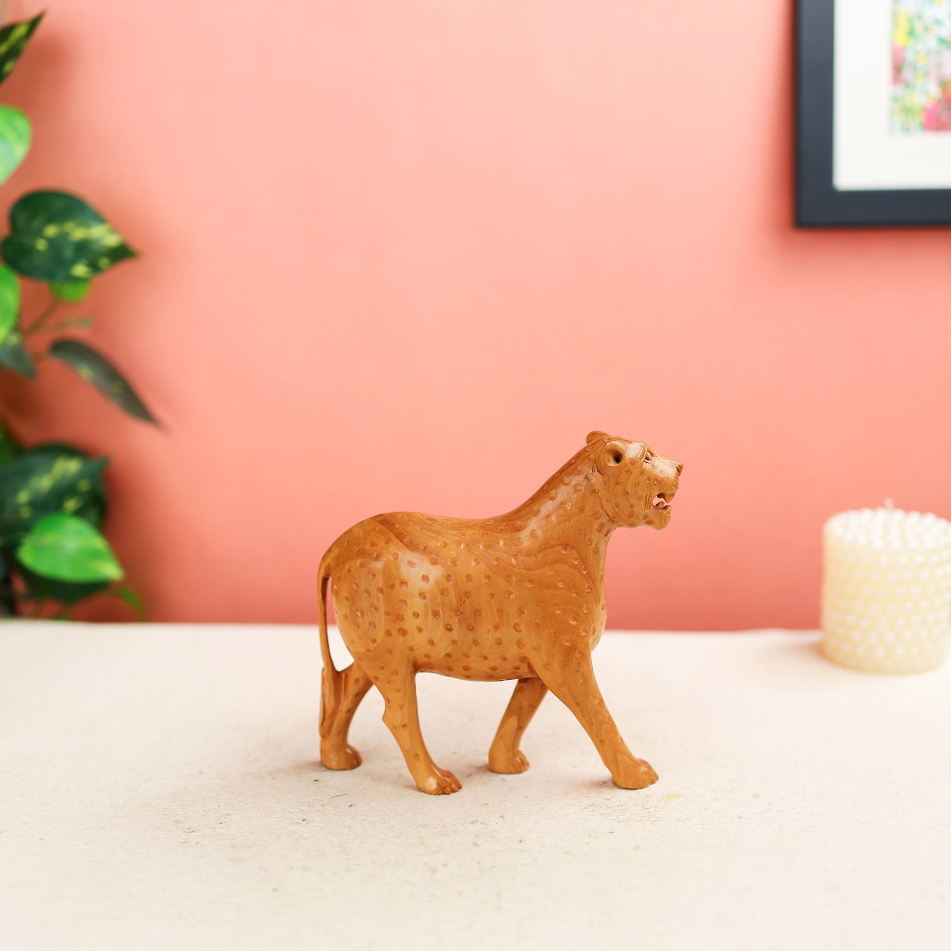 Wooden Leopard Statue