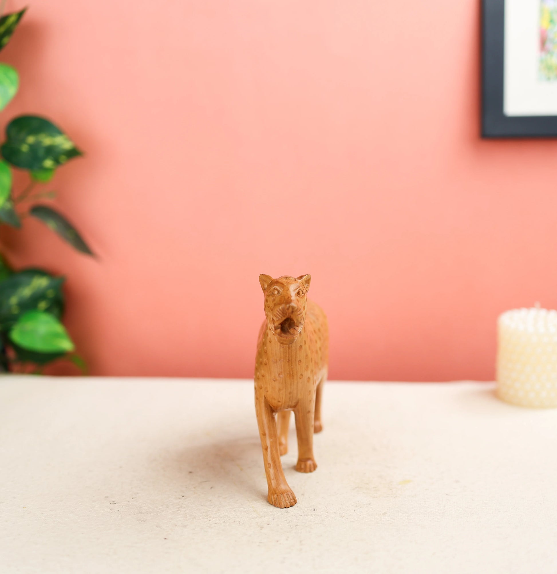 Wooden Leopard Statue
