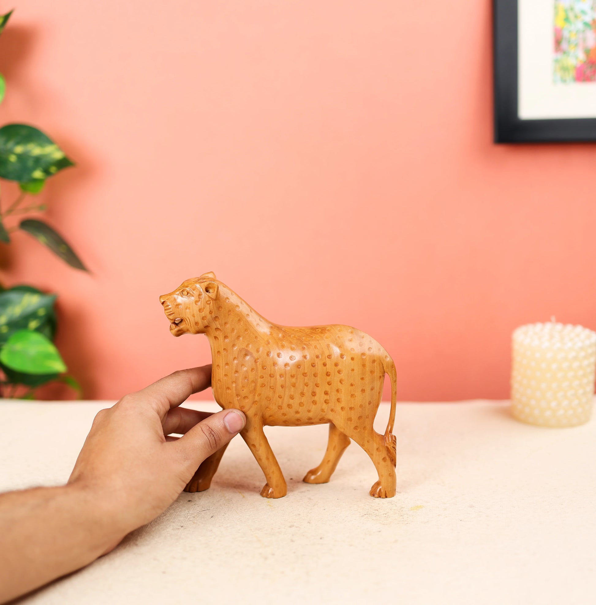 Wooden Leopard Statue