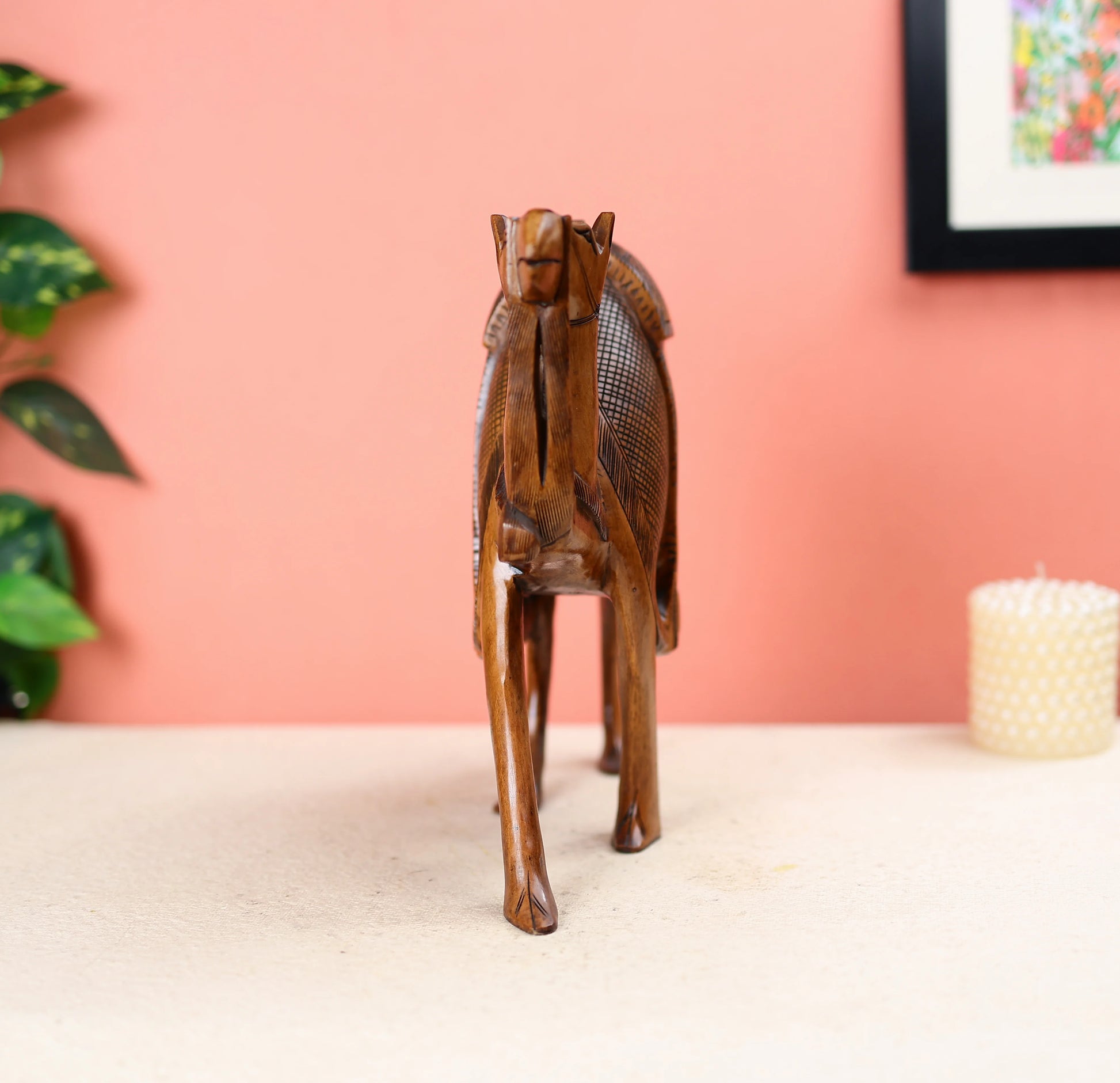 Kadam Wood Carved Antique Finished Camel Table Decor