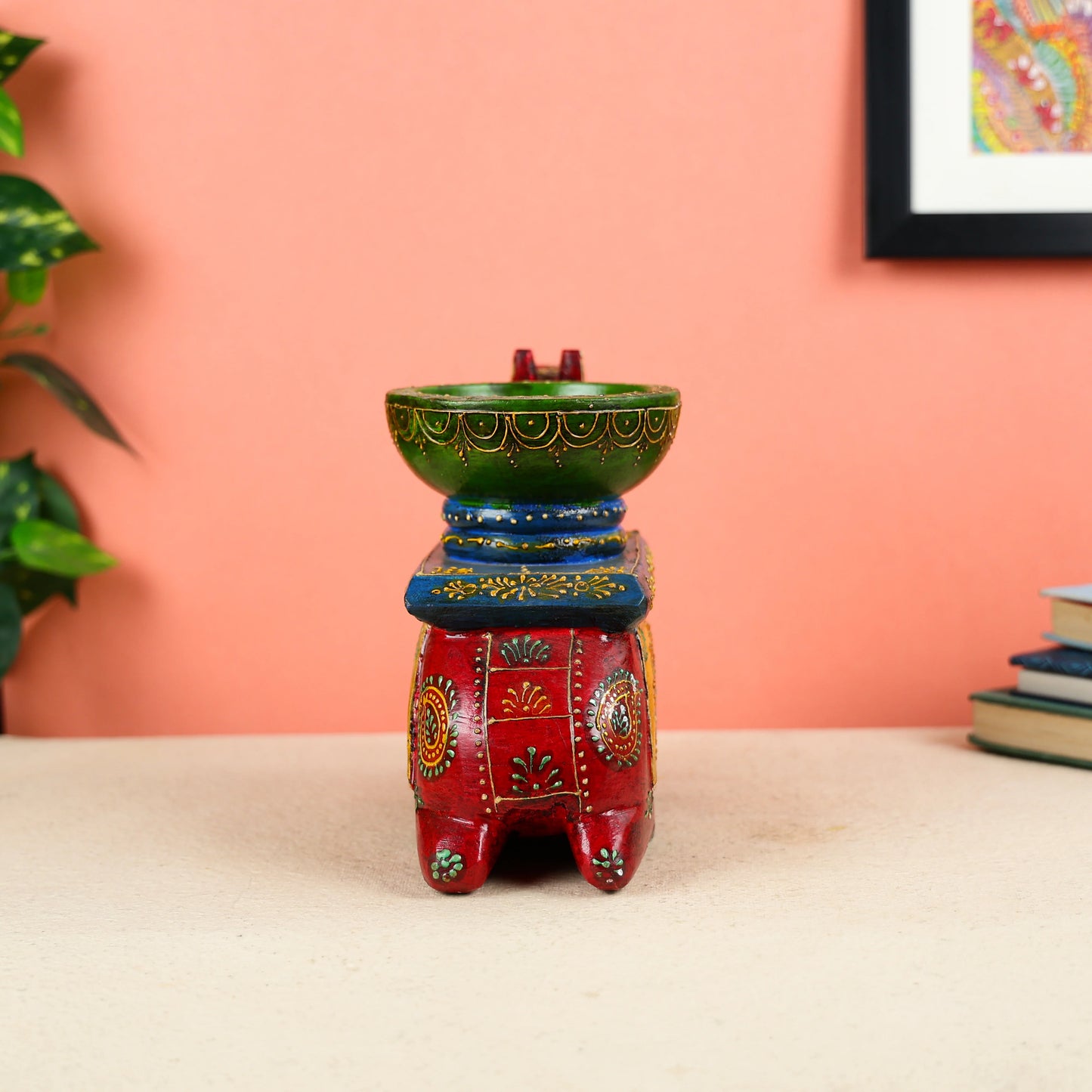 Hand Painted Wooden Seated Camel Bowl