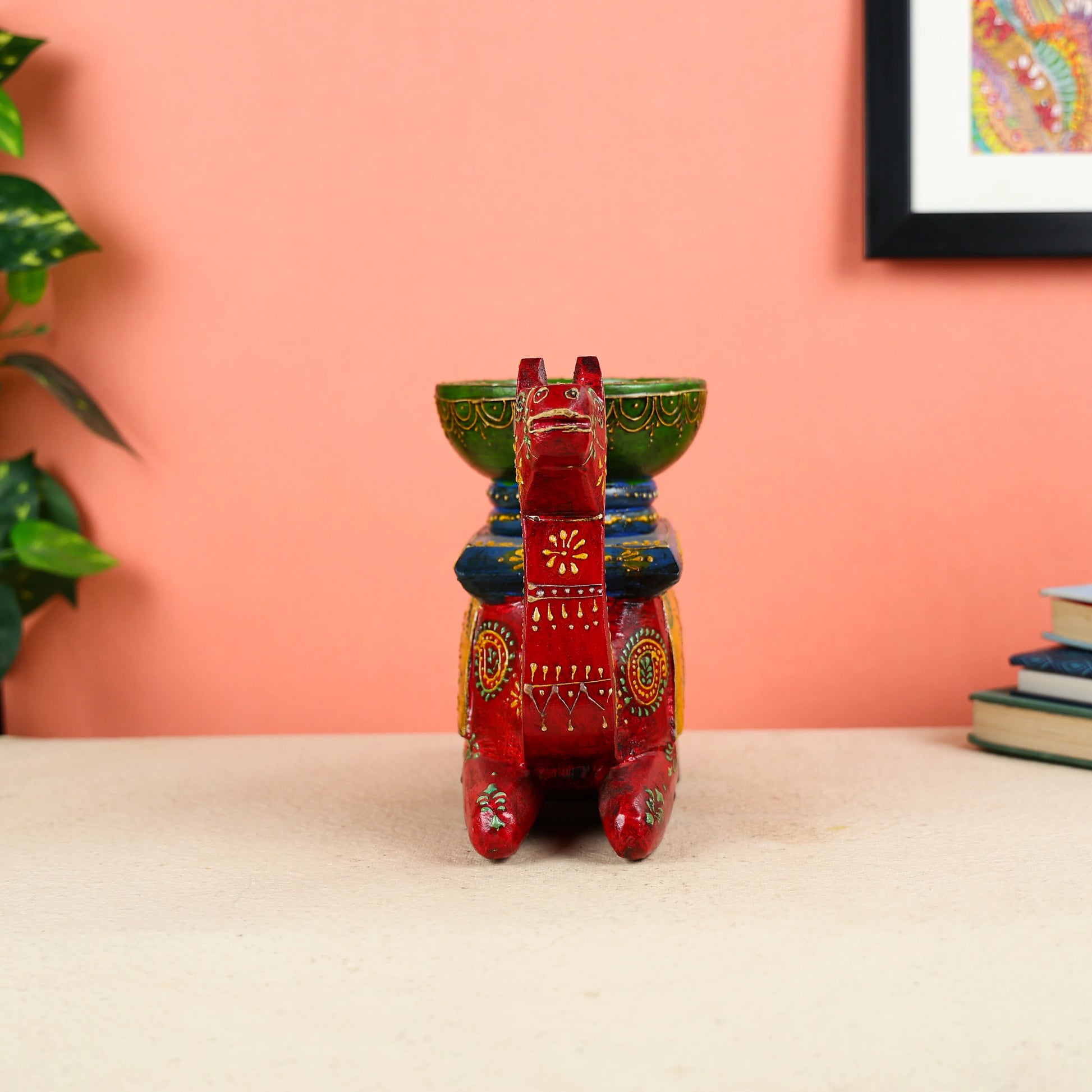 Hand Painted Wooden Seated Camel Bowl
