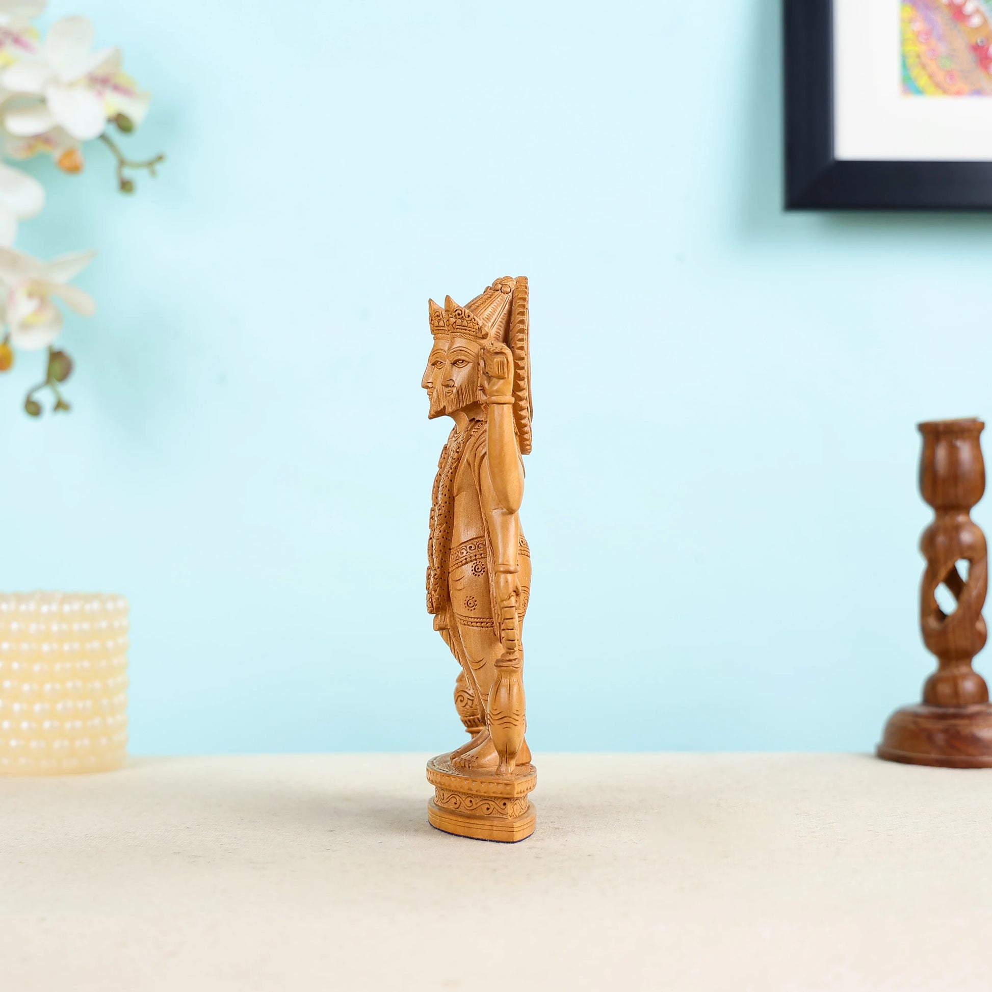 Hand Carved Kadam Wood Lord Brahma Statue