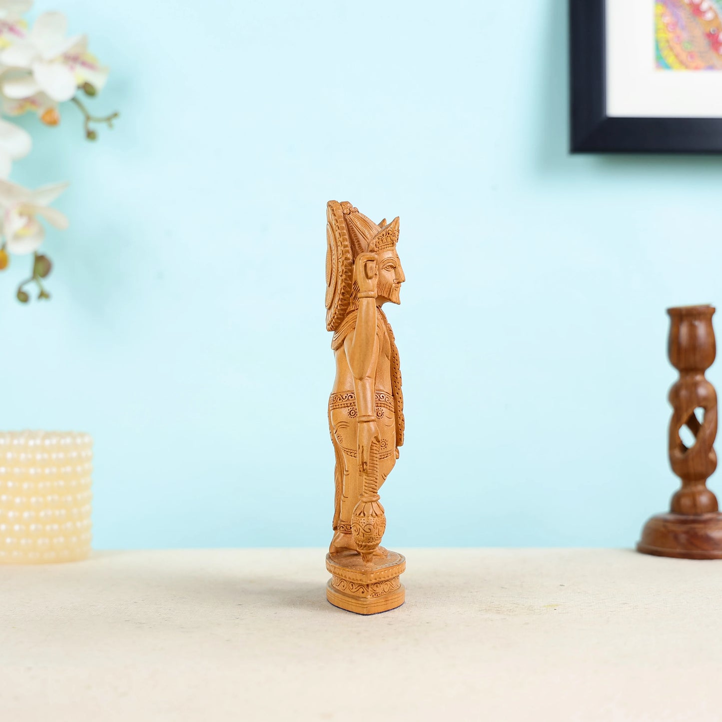 Hand Carved Kadam Wood Lord Brahma Statue