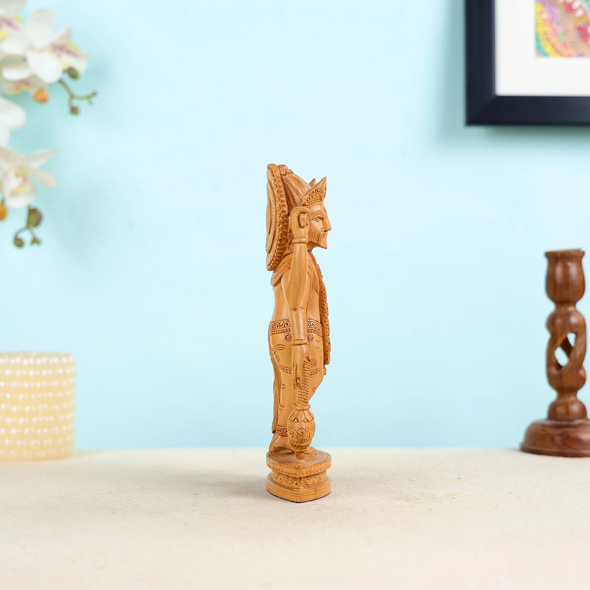 Hand Carved Kadam Wood Lord Brahma Statue