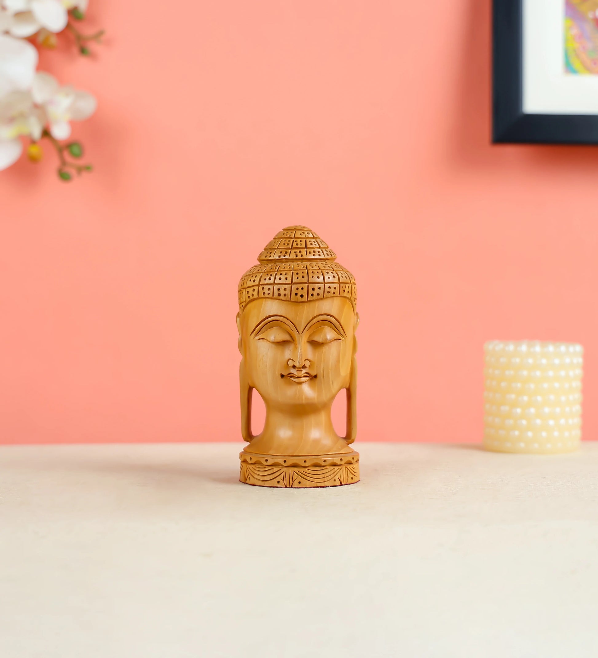 Kadam Wood Carved Lord Buddha Table Decor