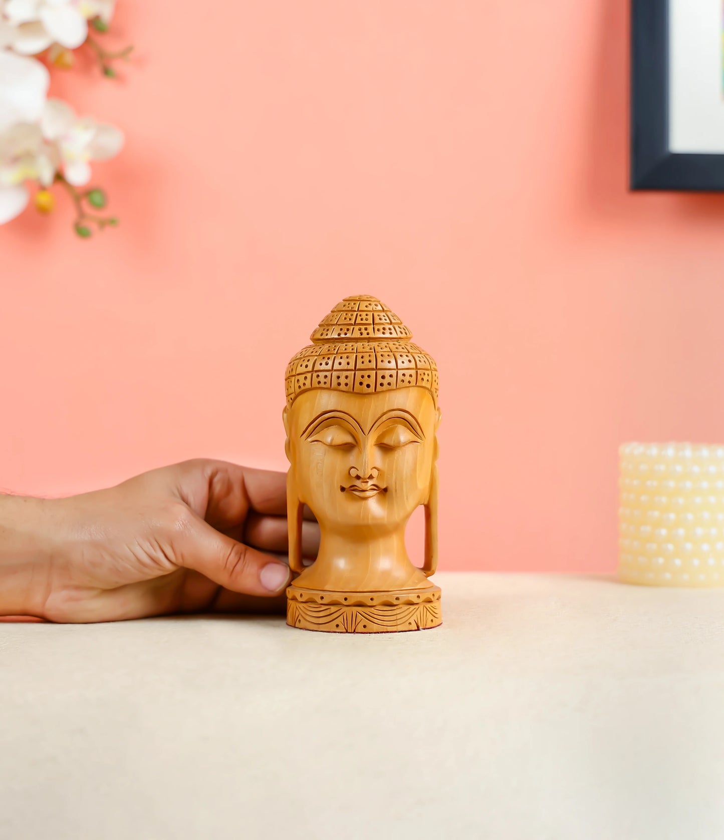 Kadam Wood Carved Lord Buddha Table Decor