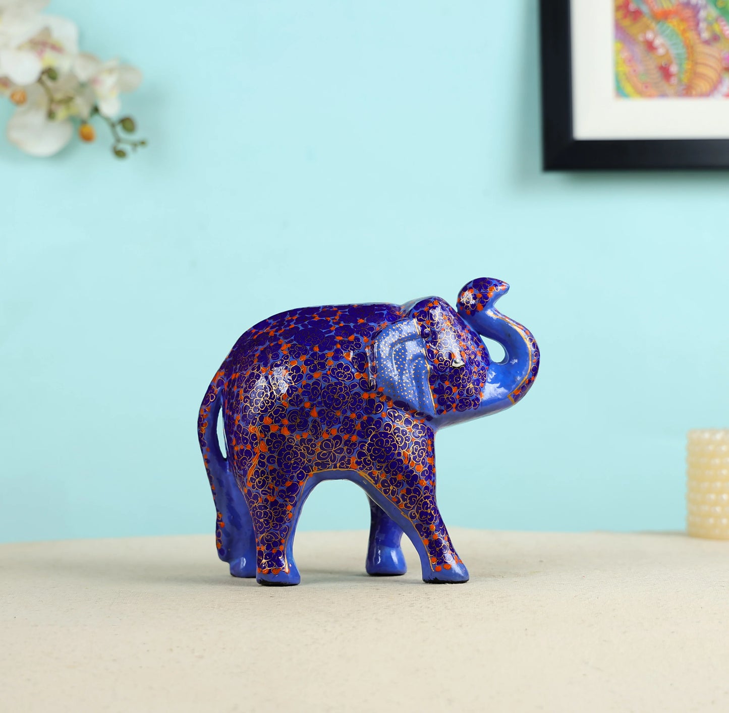 Paper Mache Crafted & Handpainted Elephant Table Decor