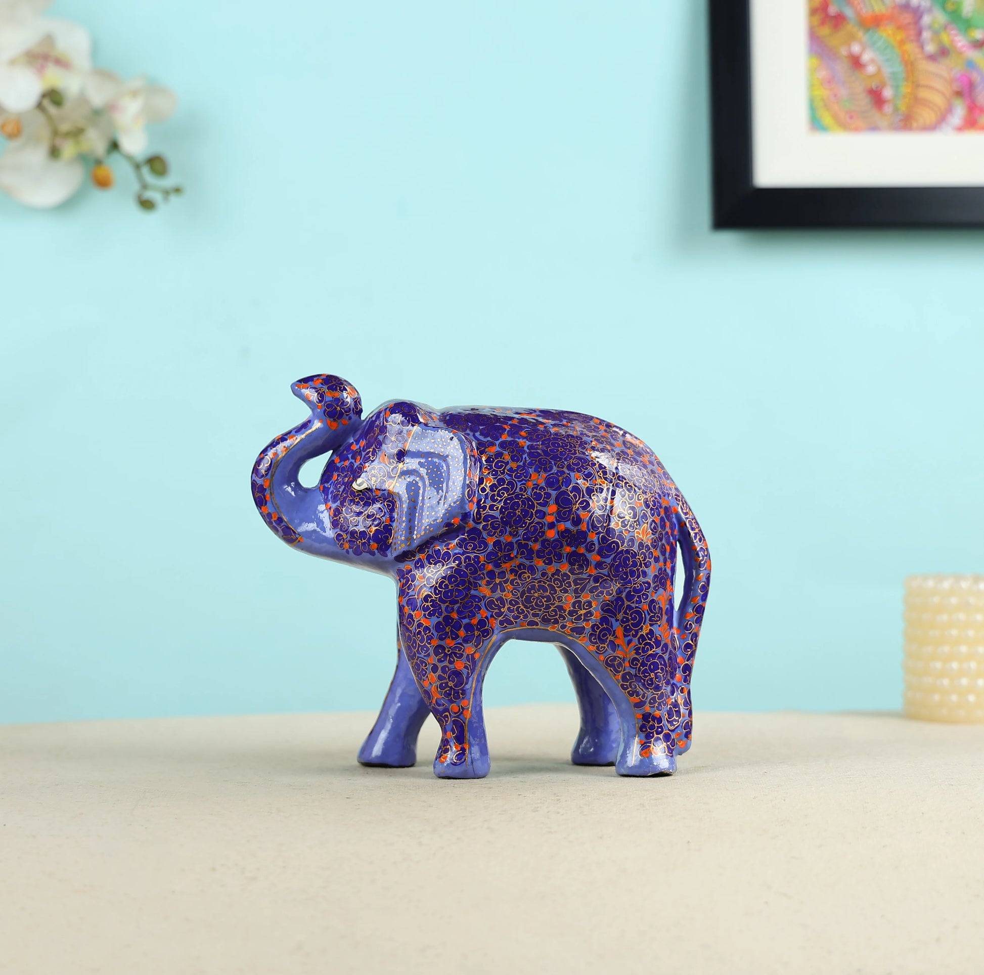 Paper Mache Crafted & Handpainted Elephant Table Decor