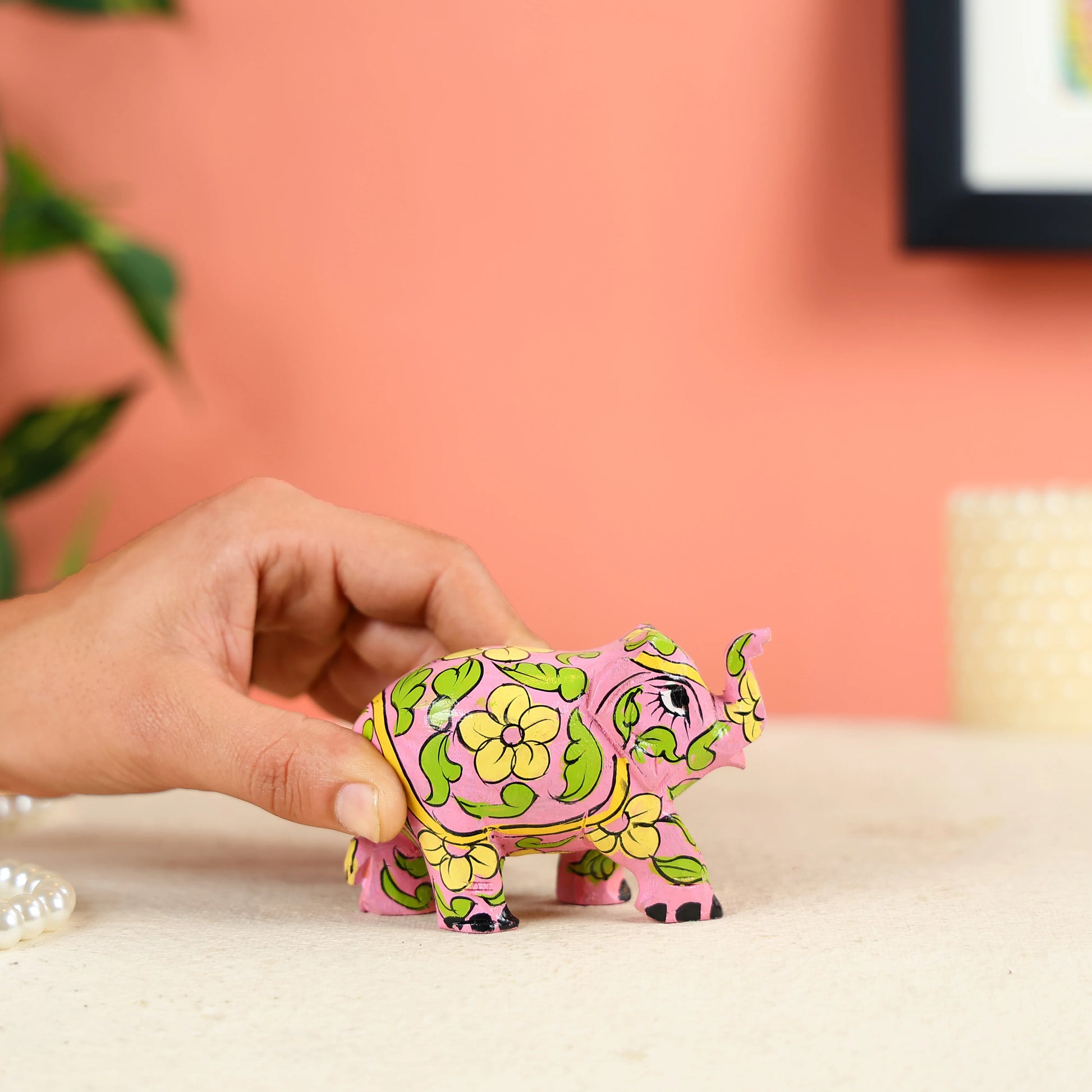 Colourful Miniature Elephant Mango Wood Statue