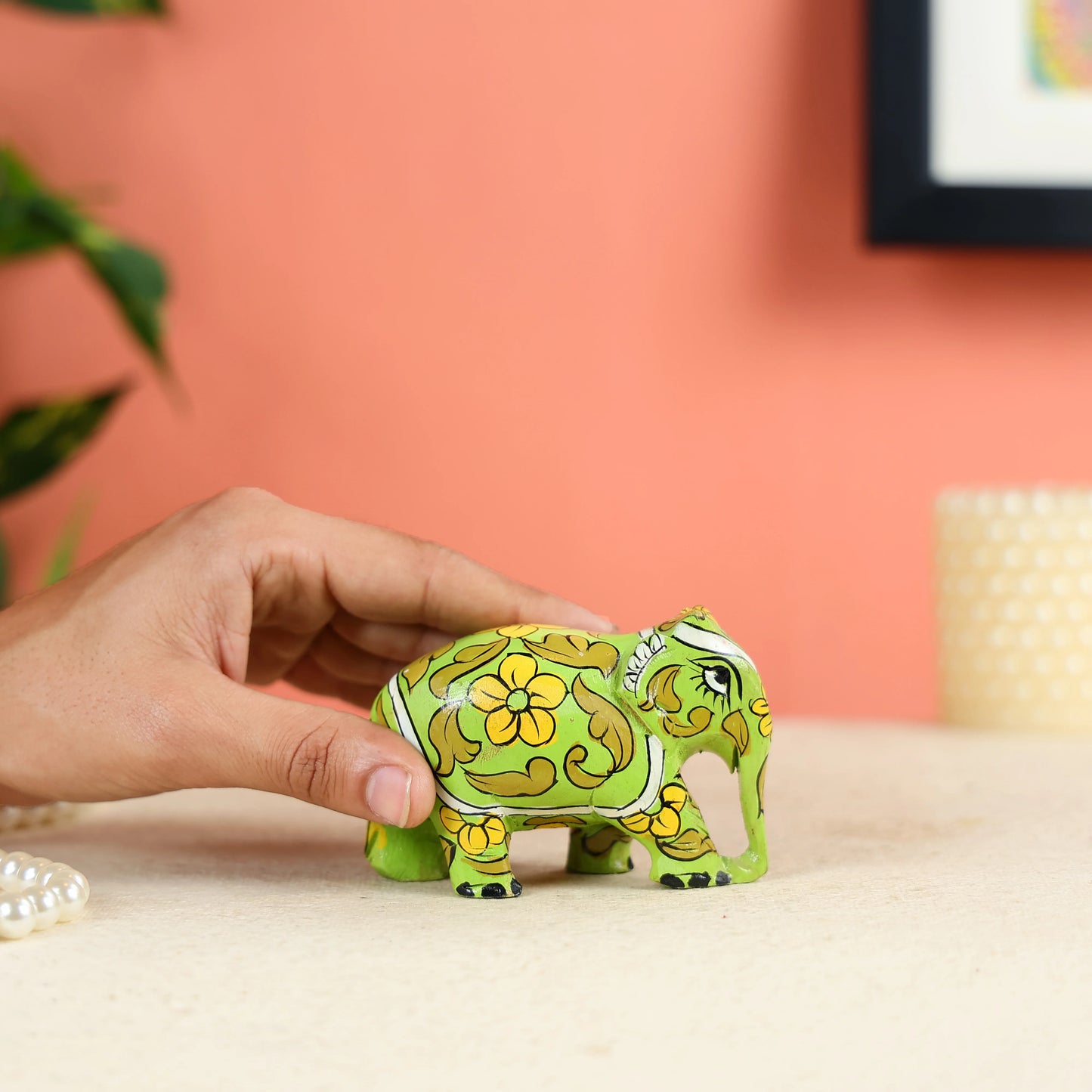 Colourful Miniature Elephant Mango Wood Statue