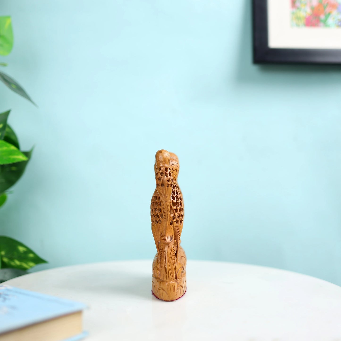 Kadam Wood Undercut Fine Love Birds Table Decor 3