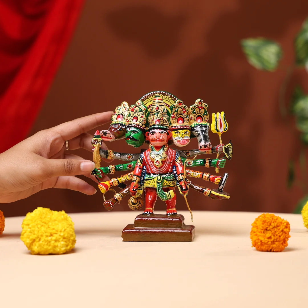 LacquerWoodenHandpaintedPanchmukhiHanumanji_2