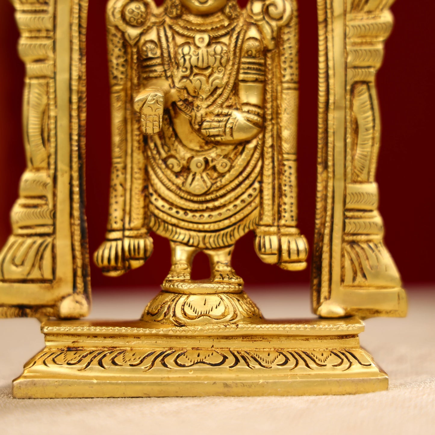 Brass Lord Tirupati Balaji Idol In Traditional Temple Style