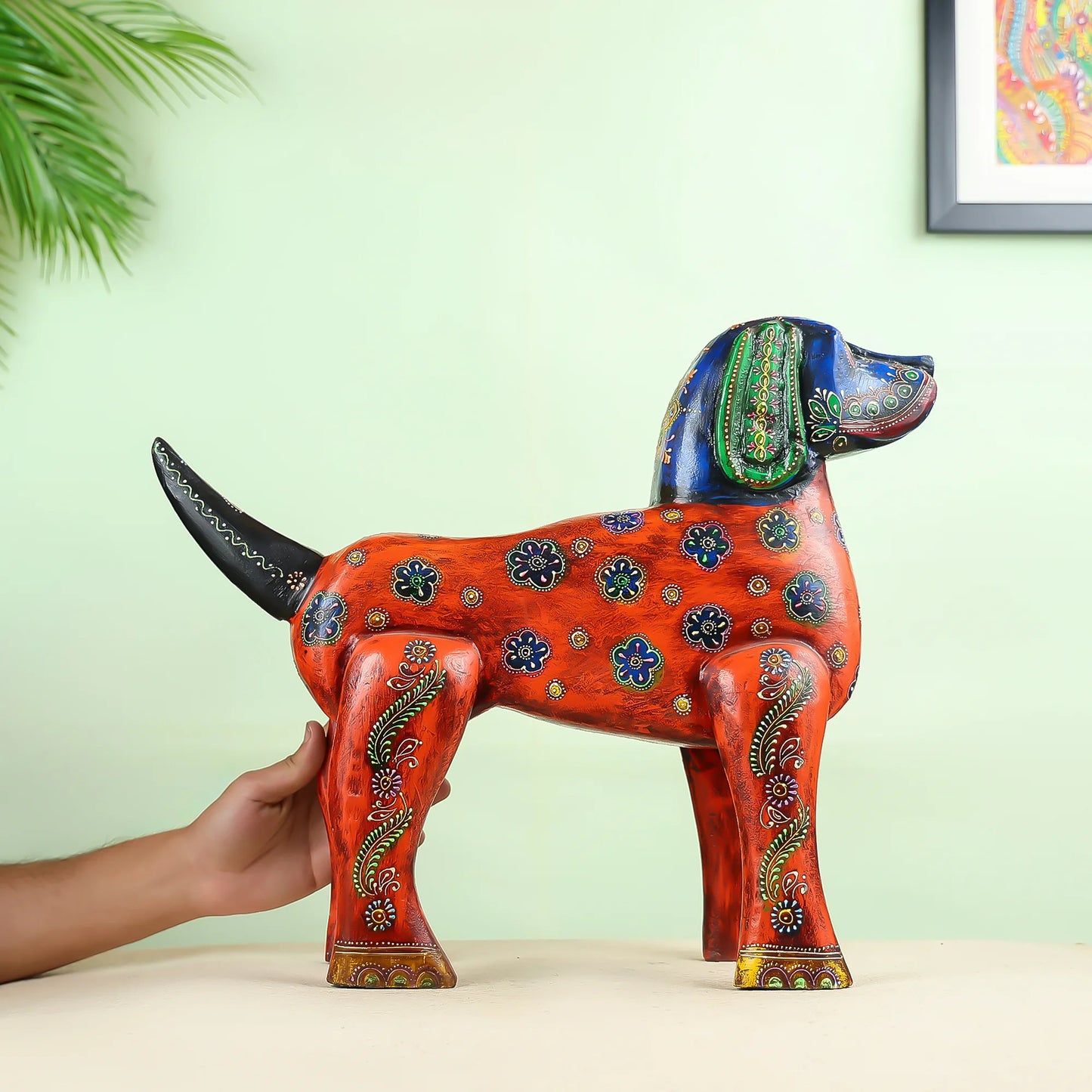 Majestic Hand Painted Folk Art Dog