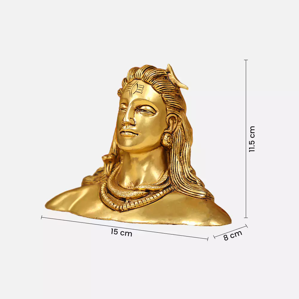 4.5" Brass Lord Adiyogi Shiva Bust W/O Base
