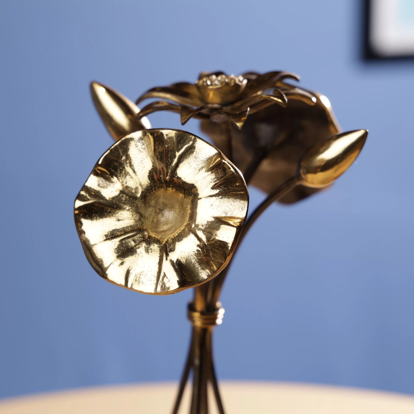 Brass Tulip & Sunflower Bouqet Table Decor