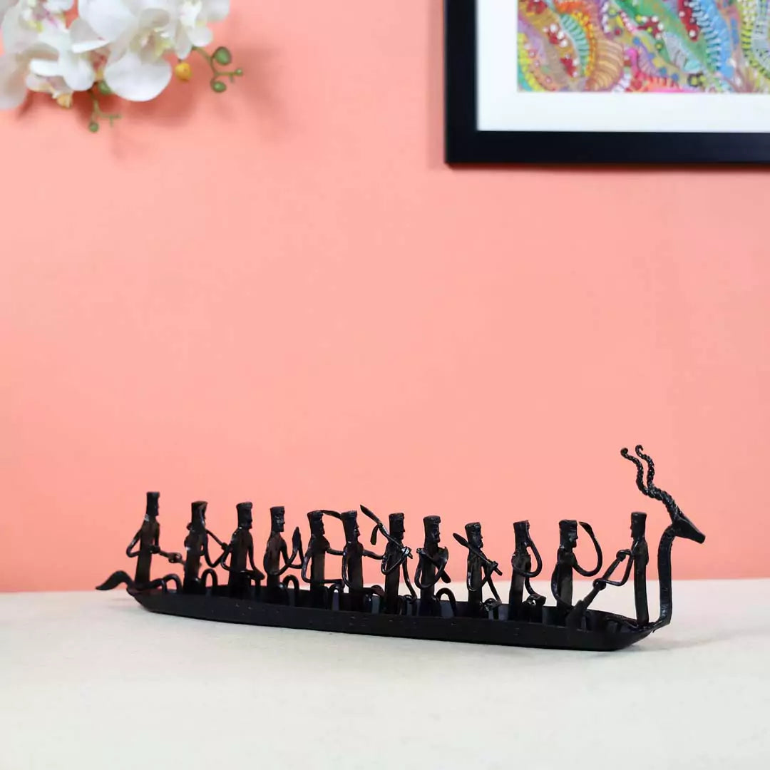 Bastar Art Tribal Racing Boat Table Decor