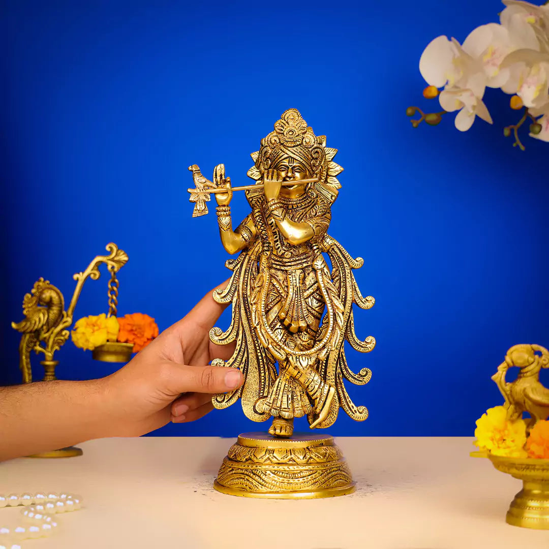 Brass krishna Murli Statue
