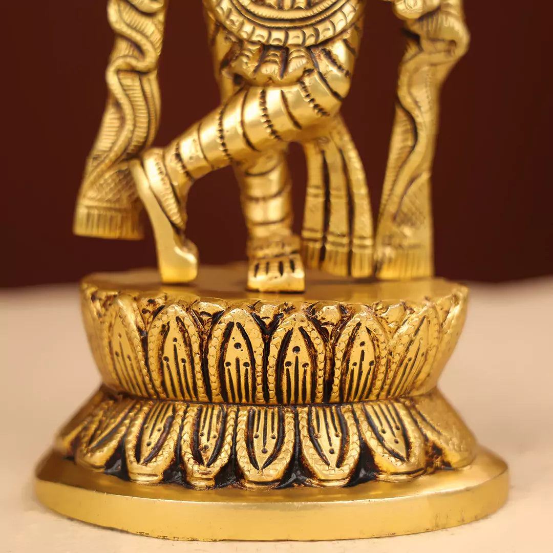 Brass Idol Of Lord Krishna On A Lotus Base