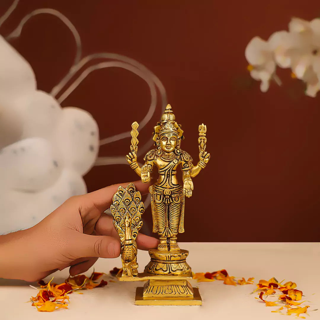 Brass Lord Murugan Kartikeya Idol