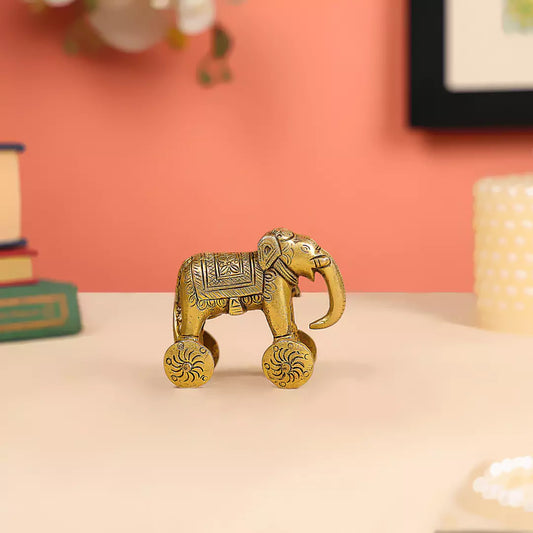 Brass Elephant On Wheels