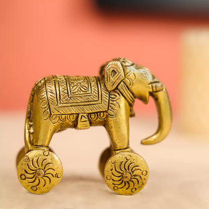 Brass Elephant On Wheels