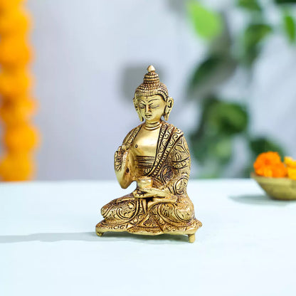 Brass Lord Buddha Idol In Sitting Position