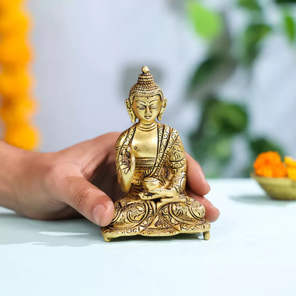 Brass Lord Buddha Idol In Sitting Position