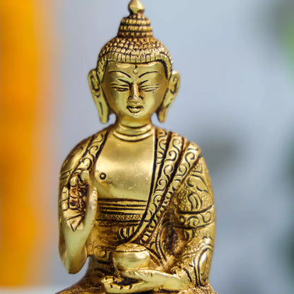 Brass Lord Buddha Idol In Sitting Position