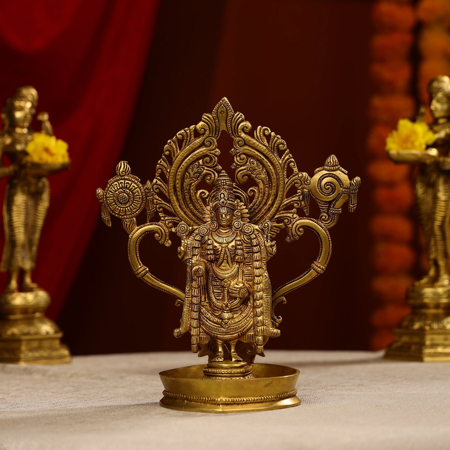 10" Super Fine Brass Tirupati Balaji Venkateshwara Idol