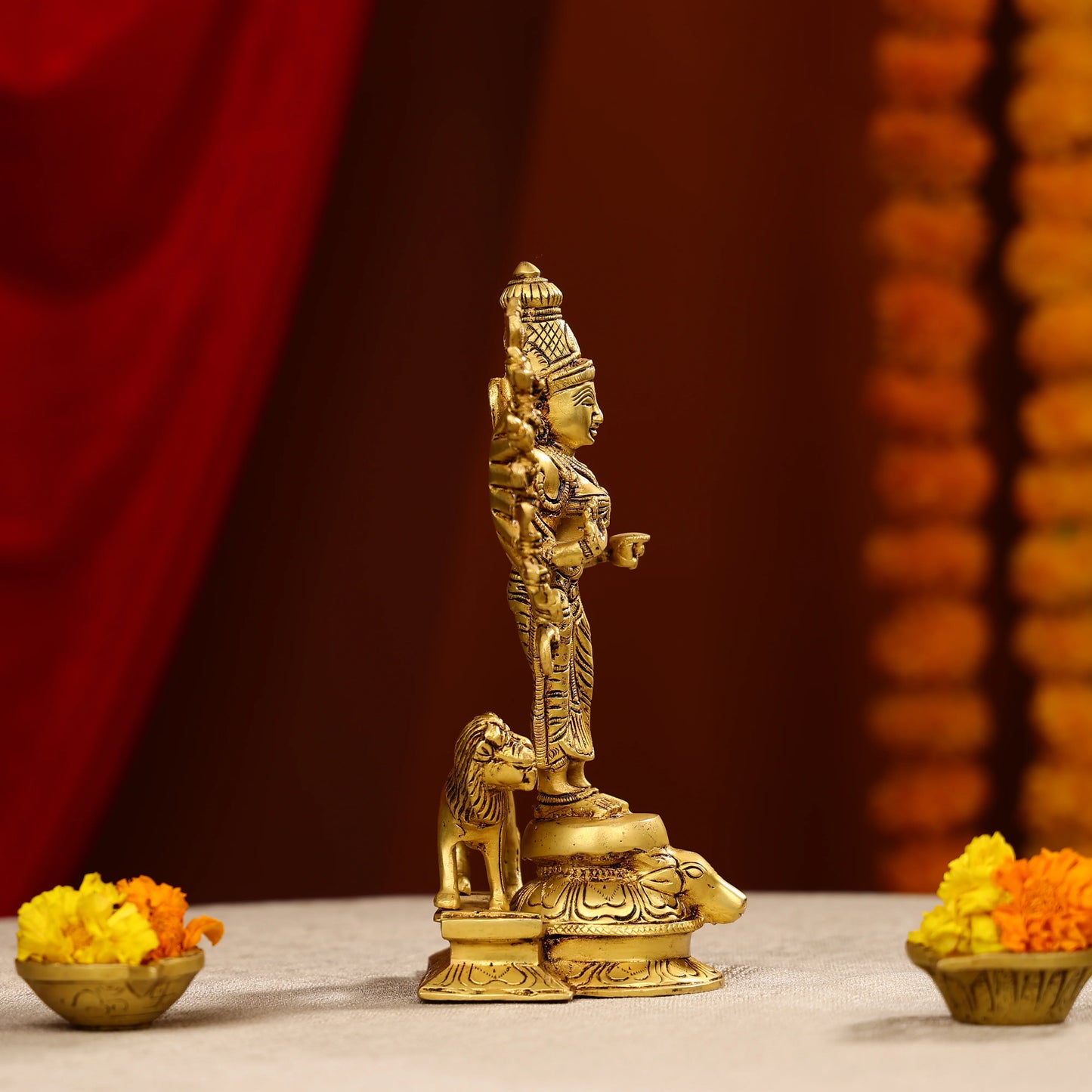 10" Super Fine Brass Vishnu Durga or Mahisasur Mardini Durga Idol