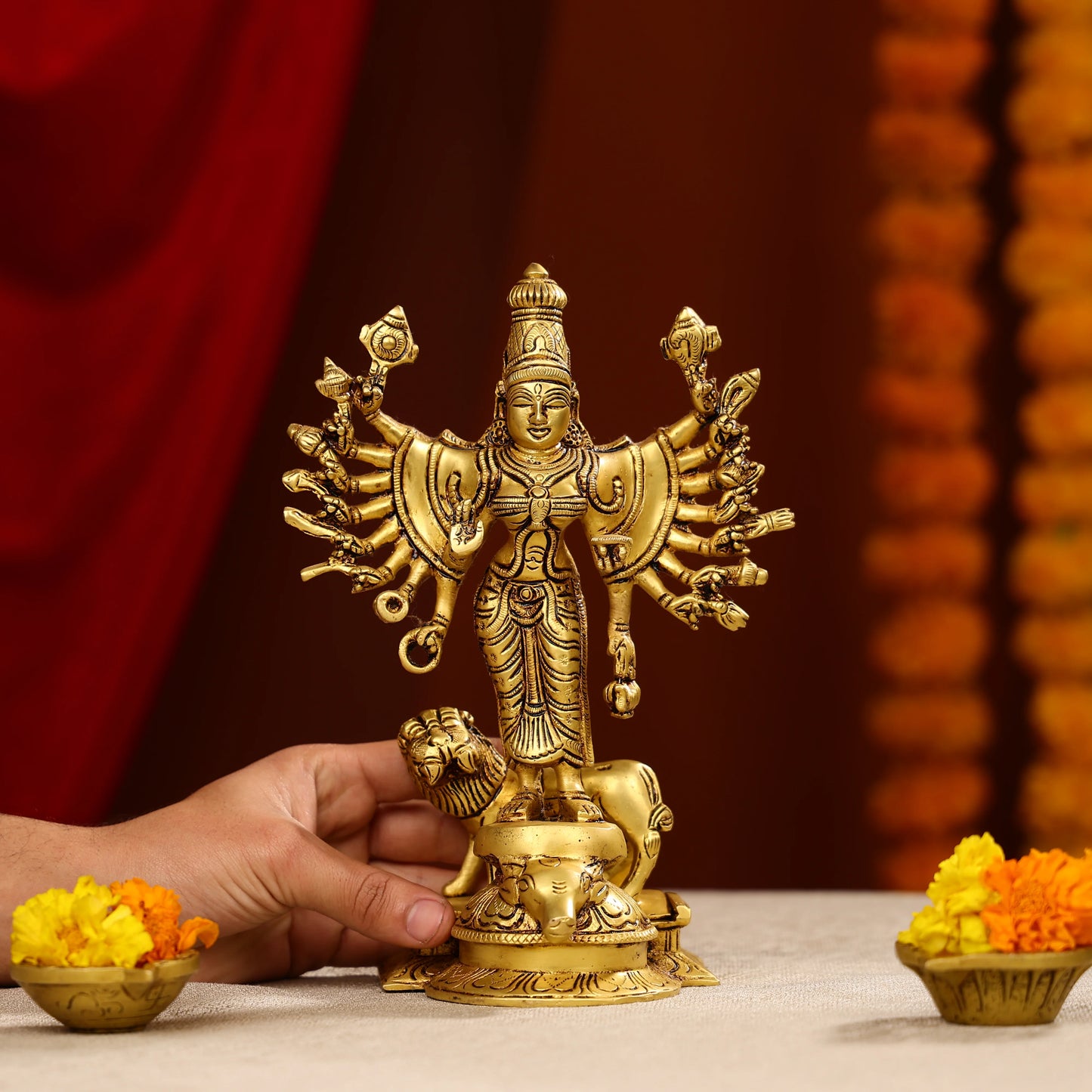 10" Super Fine Brass Vishnu Durga or Mahisasur Mardini Durga Idol