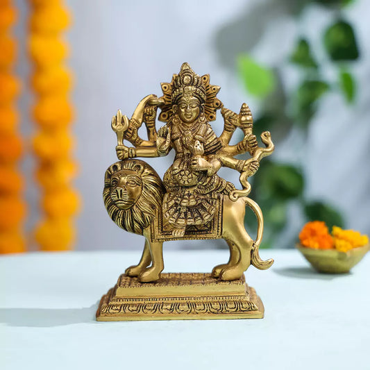 Brass Maa Durga Sitting On A Lion Idol