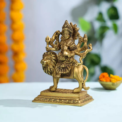 Brass Maa Durga Sitting On A Lion Idol