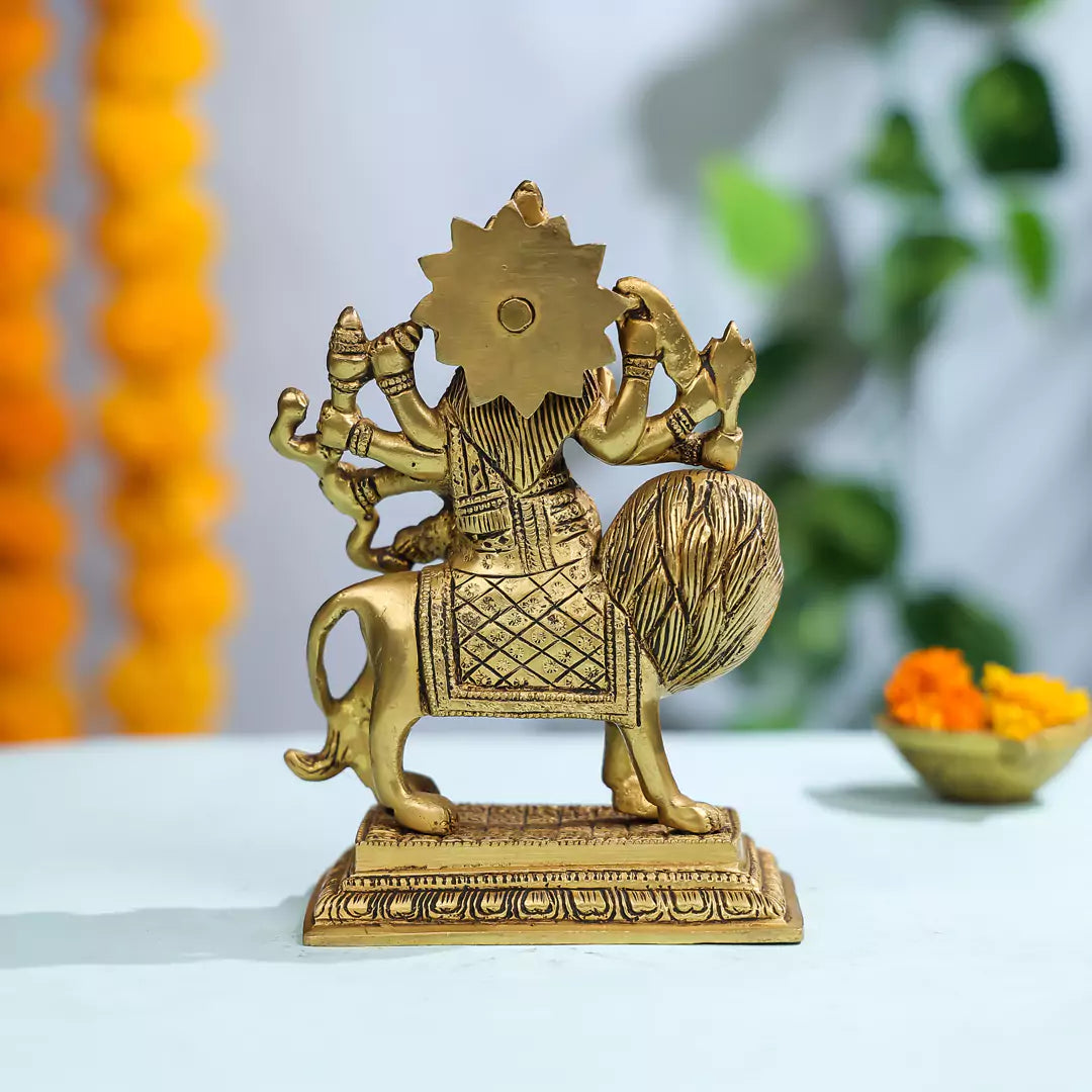 Brass Maa Durga Sitting On A Lion Idol