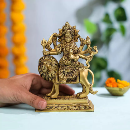 Brass Maa Durga Sitting On A Lion Idol