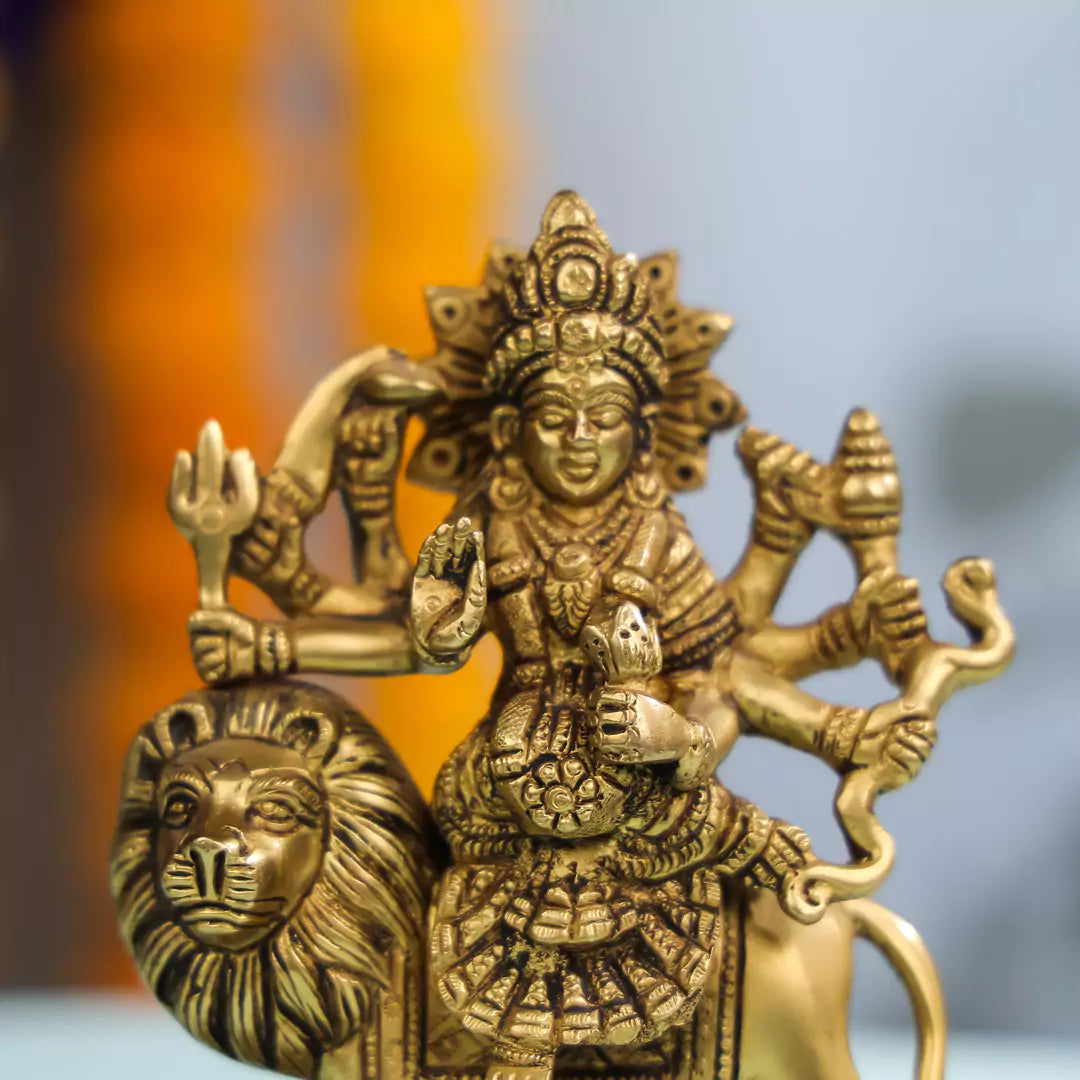 Brass Maa Durga Sitting On A Lion Idol