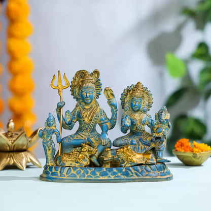 Coloured Brass Lord Shiva Family