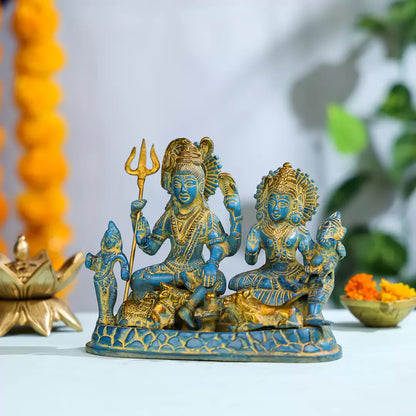 Coloured Brass Lord Shiva Family