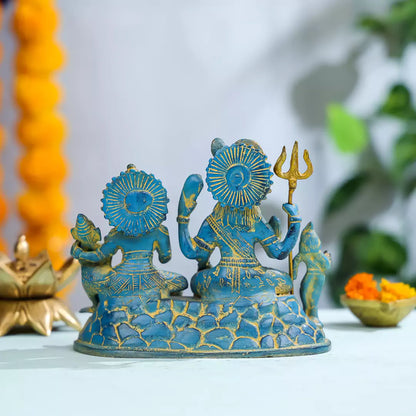 Coloured Brass Lord Shiva Family