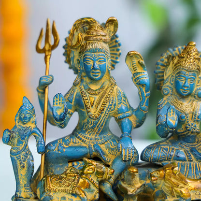 Coloured Brass Lord Shiva Family