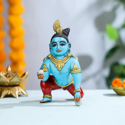 Coloured Brass Lord Krishna