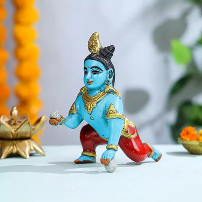 Coloured Brass Lord Krishna