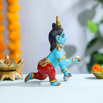 Coloured Brass Lord Krishna