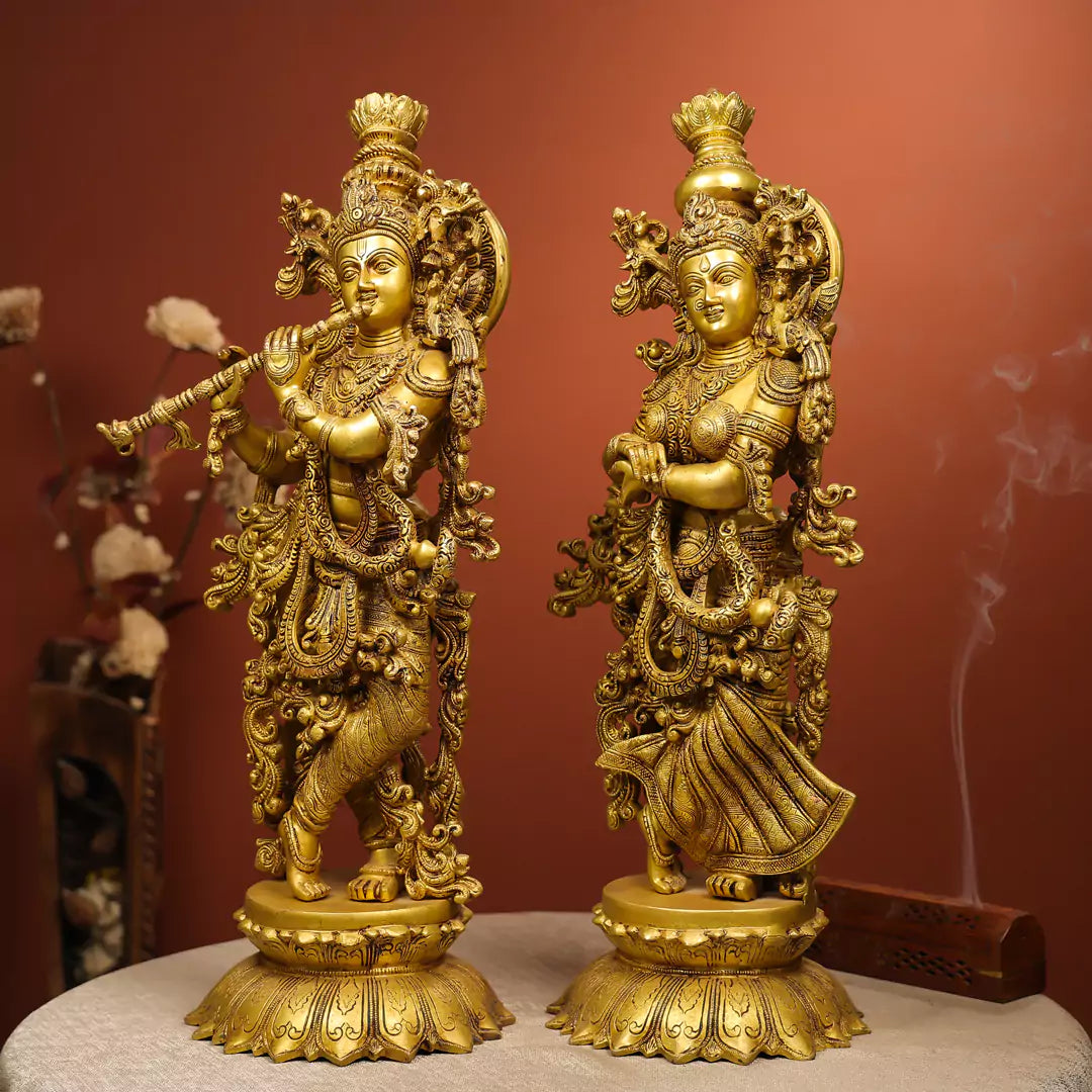 Brass Idol Of Lord Krishna And Shree Radha