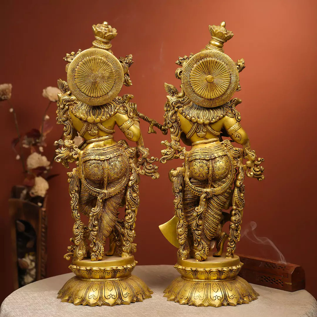 Brass Idol Of Lord Krishna And Shree Radha