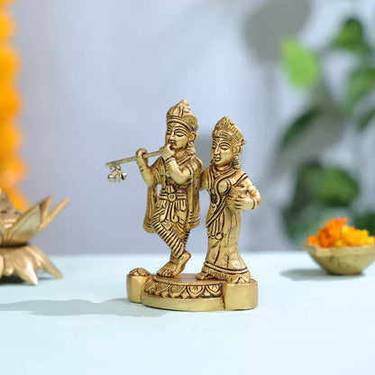 Brass Lord Krishna And Radha Couple Idol