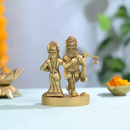 Brass Lord Krishna And Radha Couple Idol